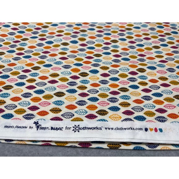 Helens Meadow Cotton Fabric by Clothworks 1/2 yard x 44" Multi-Color Leaf Patter - Picture 2 of 4